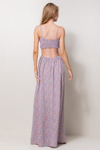 Lavender Smocked Bodice Cut Out Maxi Dress