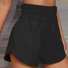 Black Elasticized Waist Active Wear Shorts