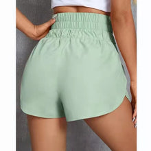 Green Elasticized Waist Active Wear Shorts