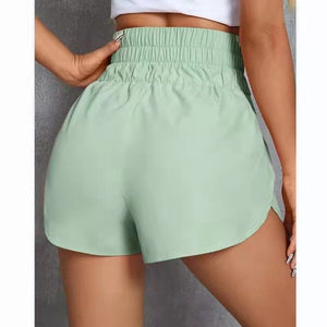 Green Elasticized Waist Active Wear Shorts