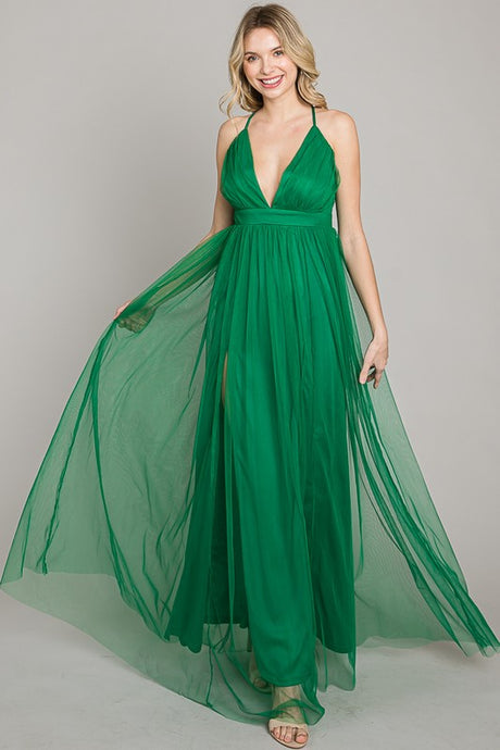 Kelly Green Mesh Long Dress