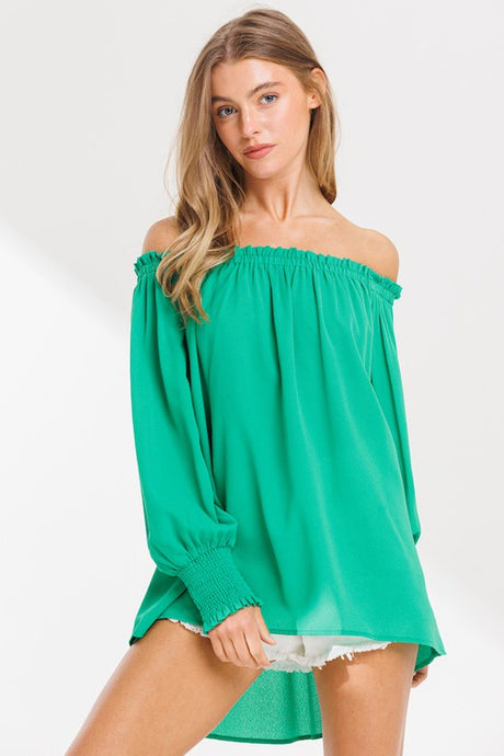 Bottega Green Off Shoulder Blouse