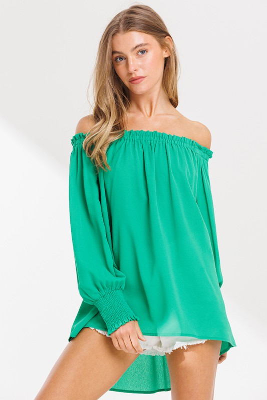 Bottega Green Off Shoulder Blouse