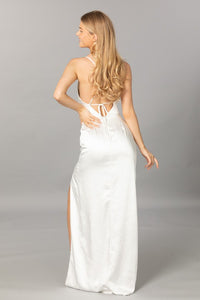 White Long Silk Sling Evening Dress