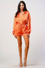 Orange Satin Short Set