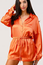 Orange Satin Short Set