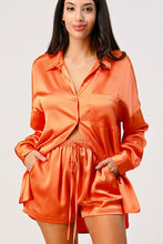 Orange Satin Short Set