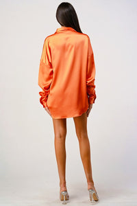 Orange Satin Short Set