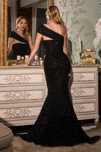 Black Sequined Bodycon Long Evening Dress