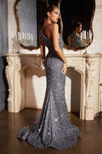 Silver Gray Sequined Bodycon Long Evening Dress