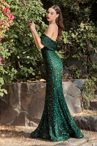 Emerald Sequined Bodycon Long Evening Dress