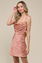 Red Cut Out Tie Back Satin Dress