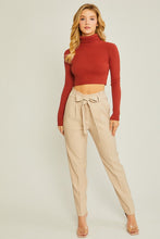 Khaki Woven Solid Formal Long Pants
