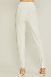 Ivory Woven Solid Formal Long Pants