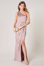 Mauve Prestige One Shoulder Asymmetrical Maxi Dress
