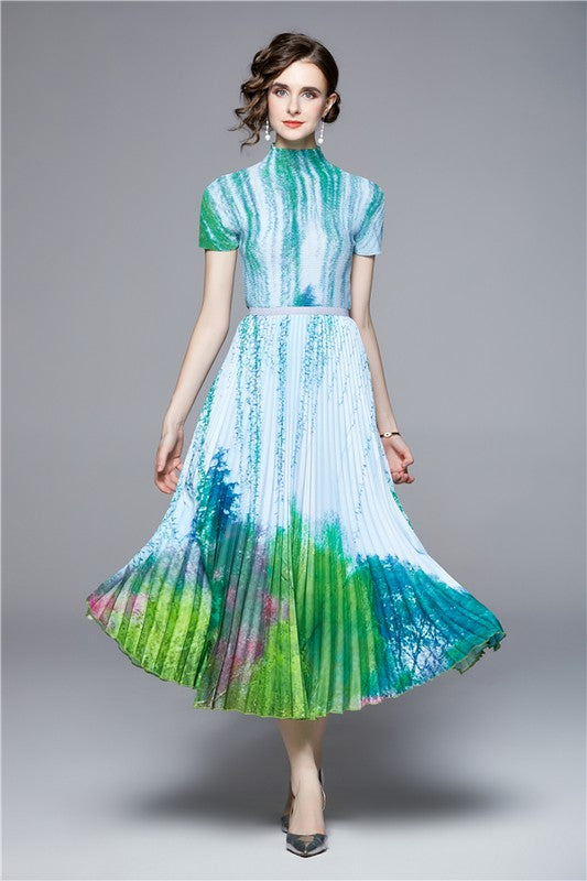 Green Multi Sexy Maxi Dress 2pc Set