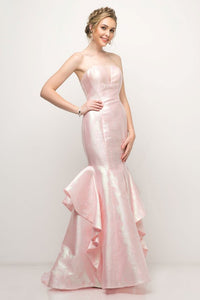 Pink Mermaid Long Evening Dress