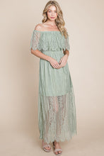 Light Green Lace Woven Maxi Dress