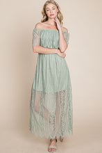 Light Green Lace Woven Maxi Dress