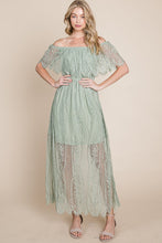 Light Green Lace Woven Maxi Dress