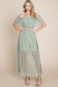 Light Green Lace Woven Maxi Dress