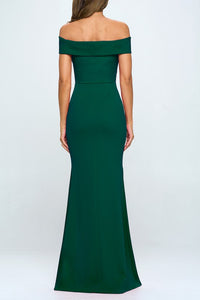 Green Bow Off The Shoulder Mermaid Maxi Dress