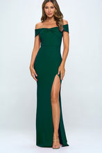 Green Bow Off The Shoulder Mermaid Maxi Dress