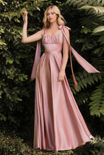 Pink Satin Slit Long Evening Dress