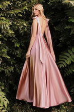 Pink Satin Slit Long Evening Dress