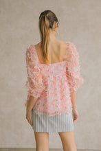 Pink And Multi Color 3d Flowers Tulle Top