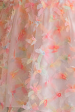 Pink And Multi Color 3d Flowers Tulle Top