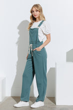 Jade Textured Knit Overalls With Self Tie At Waist