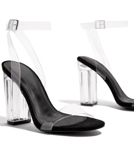 Clear Heel Party Black High Heels