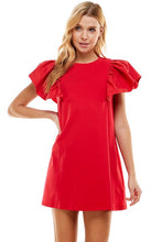 Red Knit Ruffle Sleeve Mini Dress