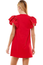 Red Knit Ruffle Sleeve Mini Dress