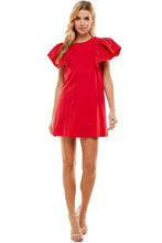 Red Knit Ruffle Sleeve Mini Dress