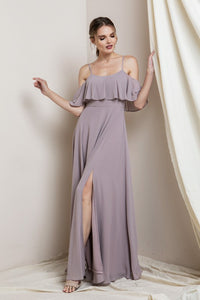 Mauve Blouson-style Class Bridesmaid Dress