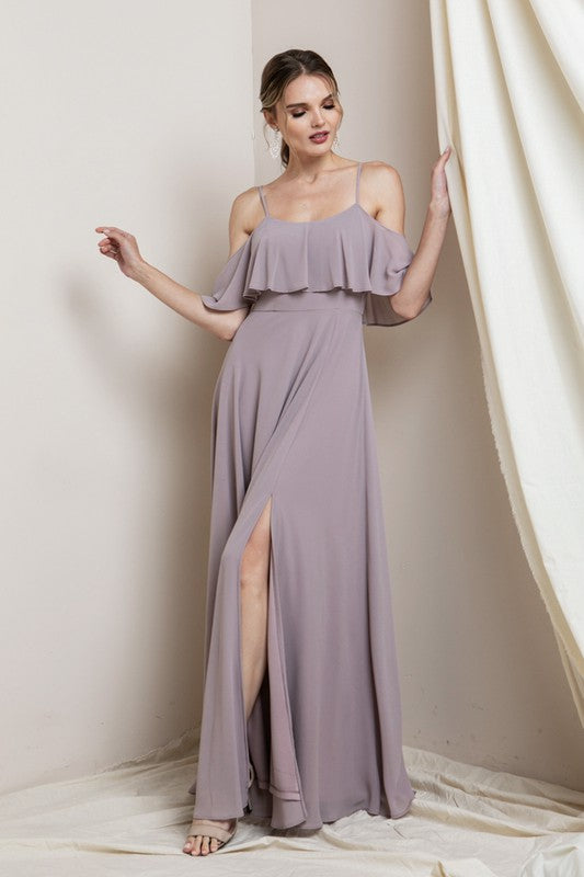 Mauve Blouson-style Class Bridesmaid Dress