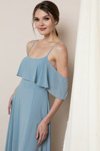 Dusty Blue Blouson-style Class Bridesmaid Dress
