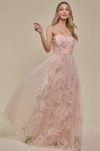 Light Pink Bestseller Organza Floral Gown