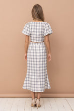 Beige Cropped Blouse And Skirt Set
