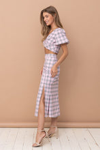 Pink Cropped Blouse And Skirt Set