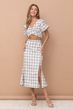 Beige Cropped Blouse And Skirt Set
