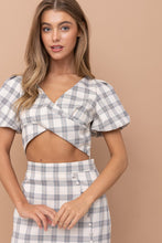 Beige Cropped Blouse And Skirt Set