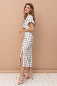 Beige Cropped Blouse And Skirt Set