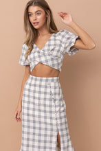 Beige Cropped Blouse And Skirt Set