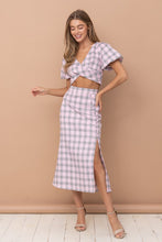 Pink Cropped Blouse And Skirt Set