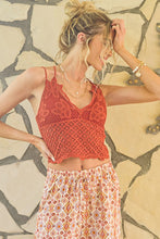Orange Red Crochet Lace Top