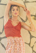 Orange Red Crochet Lace Top