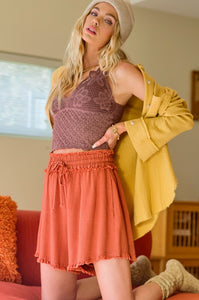 Dark Brown Crochet Lace Top